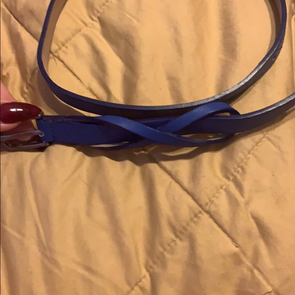 Leather cobalt blue Infiniti belt